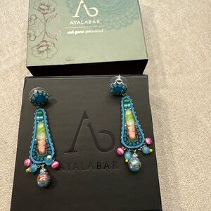 Ayala Bar Artisan Statement Earrings – Turquoise & Multicolor Beaded Dangles